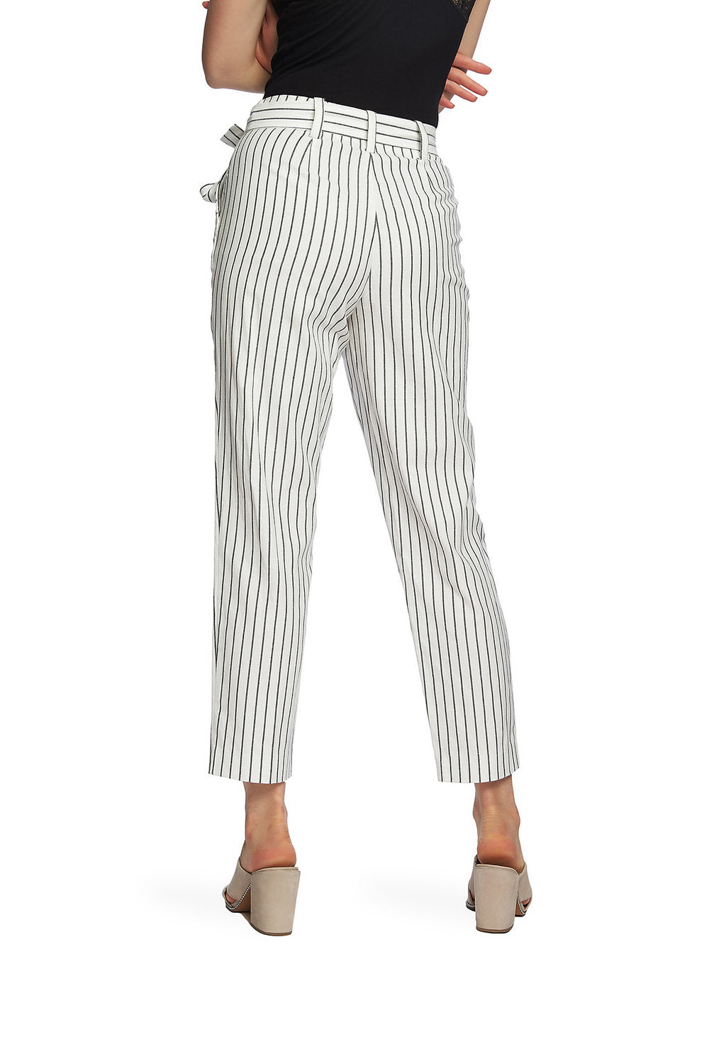 1. State Striped Tie Waist Tapered Leg Pant