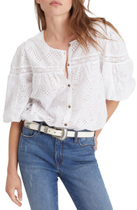 Sanctuary Clothing Sugar Front Button Eyelet Blouse