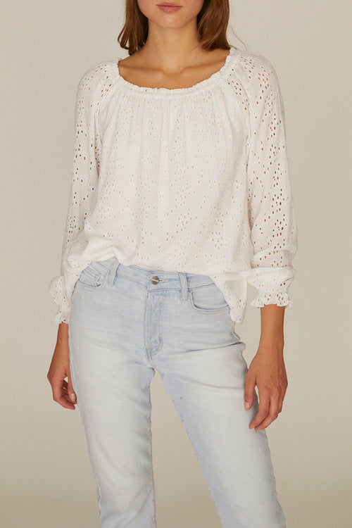 Sanctuary Blooming Eyelet Ballet Neck Blouse