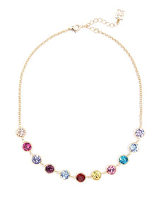 Zenzii Gold Tone Chain Necklace With Rainbow Gemstones