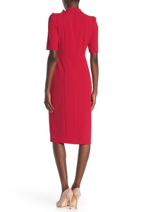 Donna Morgan Tie Neck Stretch Crepe Sheath Dress