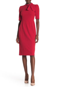 Donna Morgan Tie Neck Stretch Crepe Sheath Dress