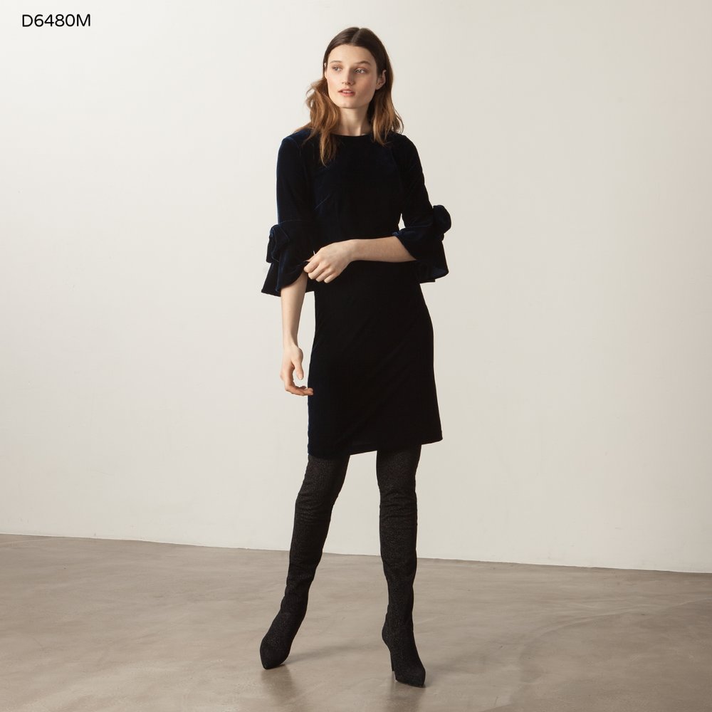 Donna Morgan Velvet Dress Bow Sleeve Trendy Twist Boutique Donna Morgan Velvet Dress Bow Sleeve Trendy Twist Boutique