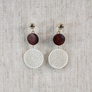 Wooden Ivory Circle Earrings