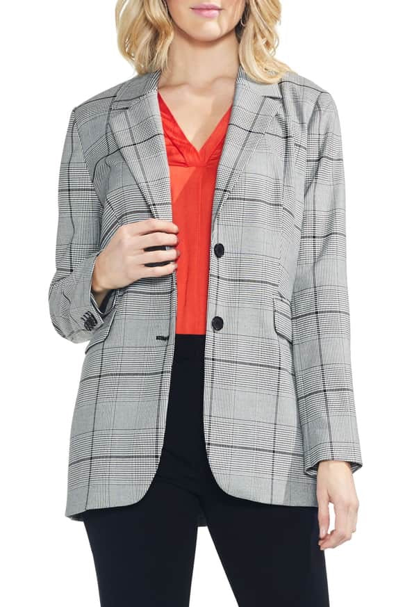 Vince Camuto Notch Collar Bold Glen Plaid Blazer