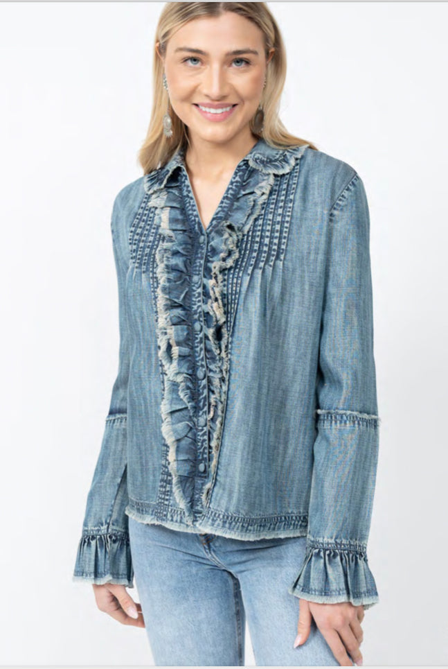 Ivy Jane Ruffle  Poetry Denim Top