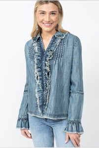 Ivy Jane Ruffle  Poetry Denim Top