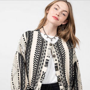 Comfort and Joy Jacquard Pattern Crop Jacket