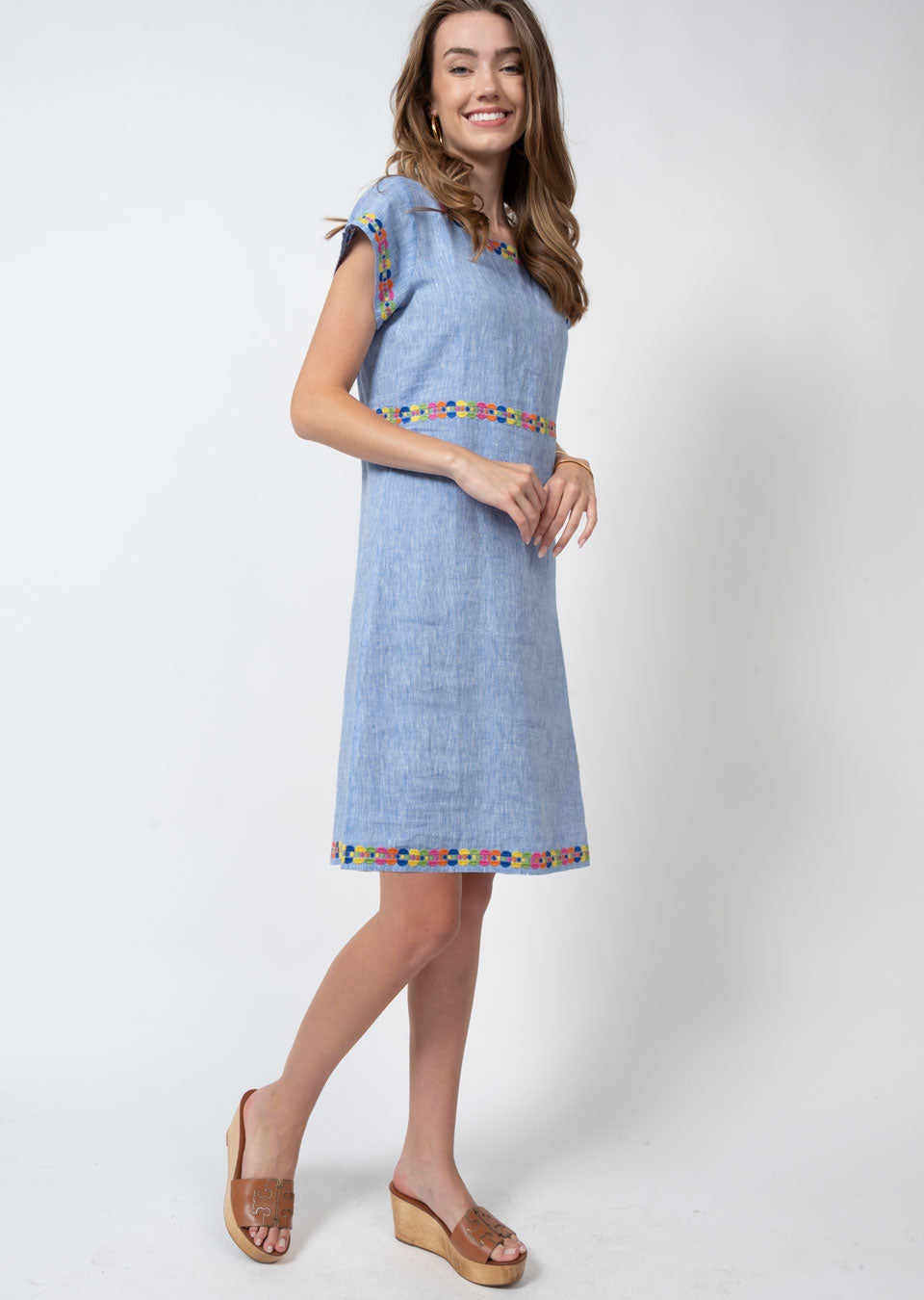 Uncle Frank Pops of Color Linen Dress