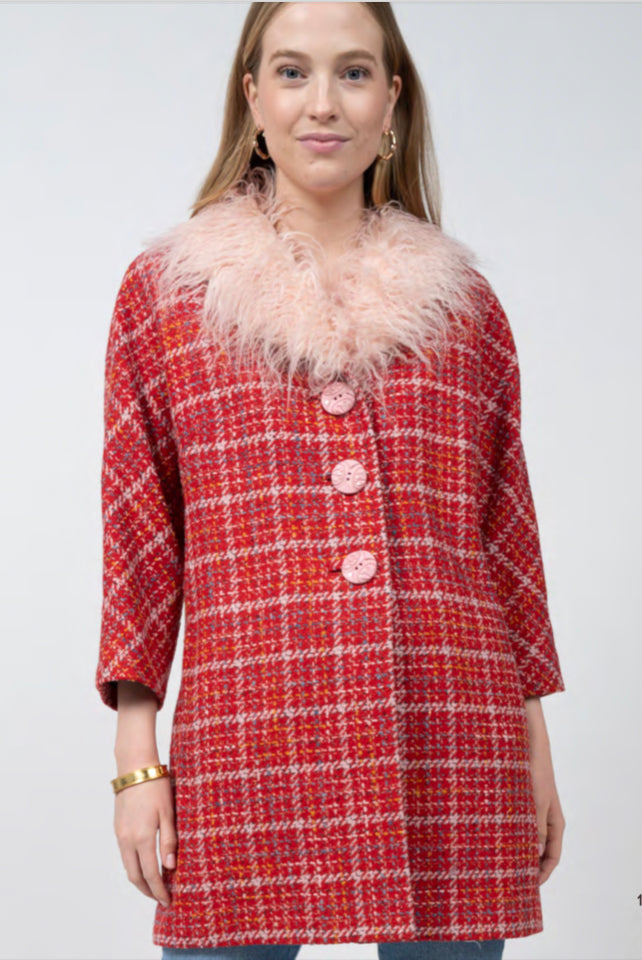 Ivy Jane Tweed Coat with Fur