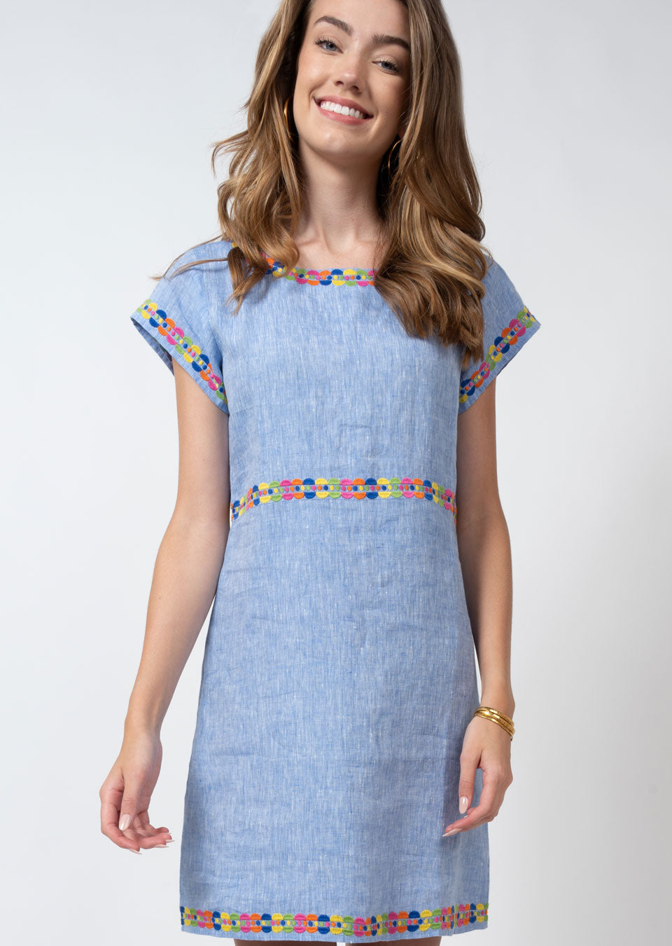 Uncle Frank Pops of Color Linen Dress
