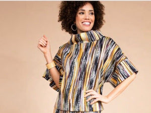 Ivy Jane Top with High Collar and Short Sleeves
