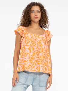 Sanctuary Clothing Soft Ruffle Cami-Tangerine Stencil