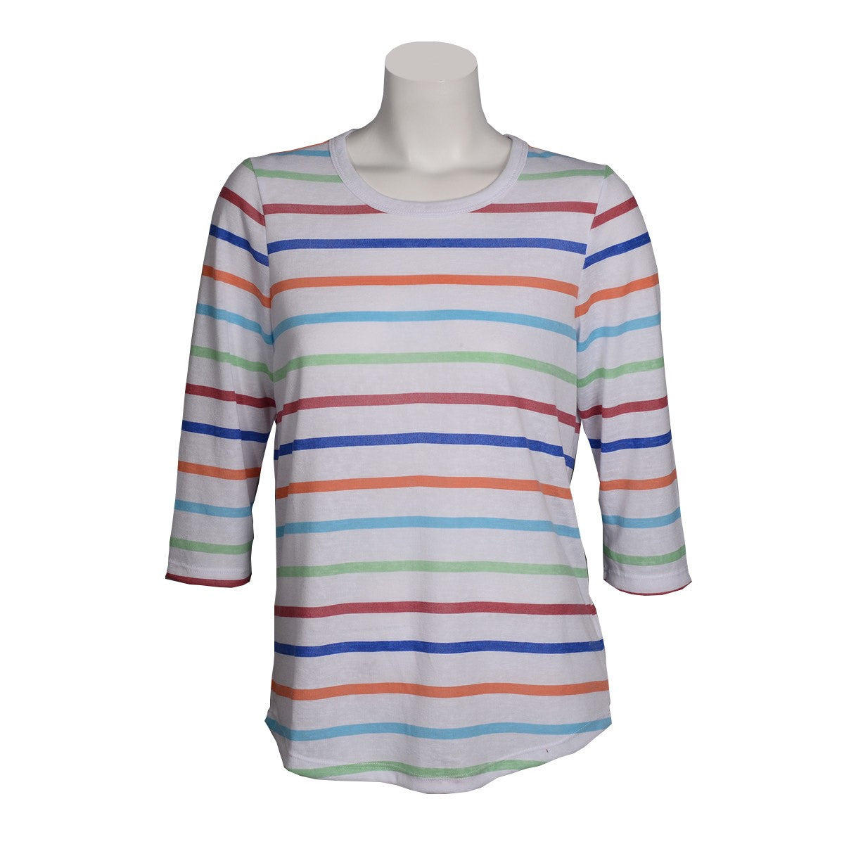 French Dressing Jeans (FDJ) Colorful Stripe Top With Back Button Detail